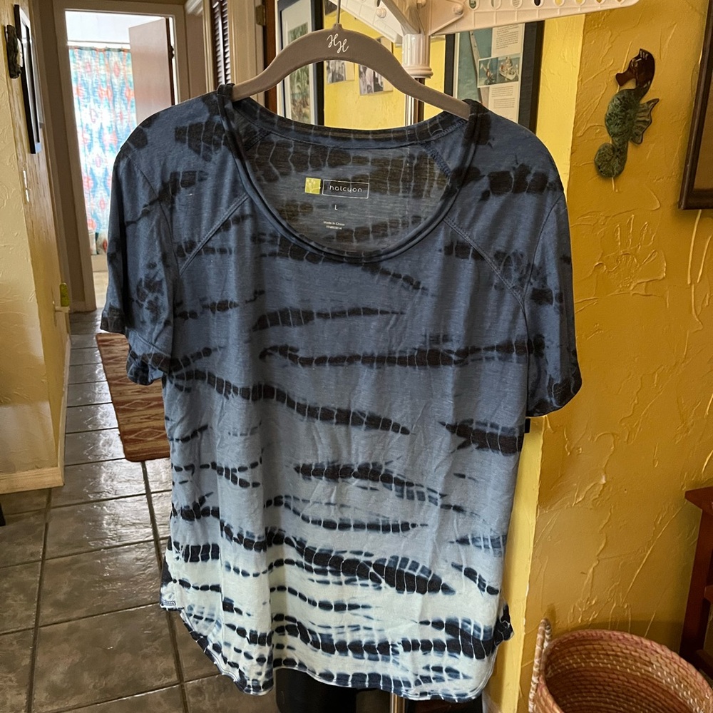 Blue and Black Tie-Dye Women's Top